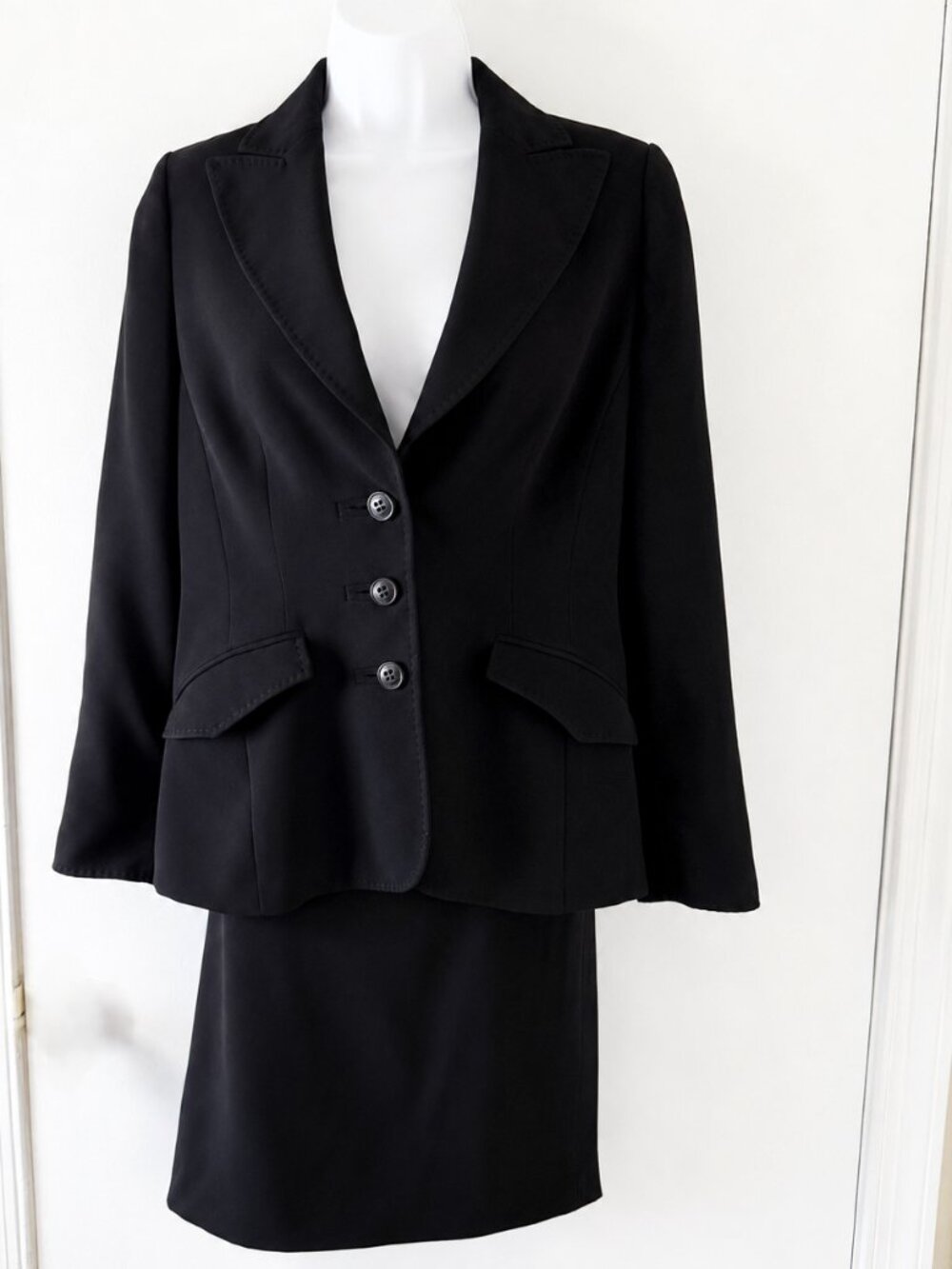 Vintage Les Copains Black Skirt Suit Set - Made in Italy - Sz Jacket 42/skirt 40